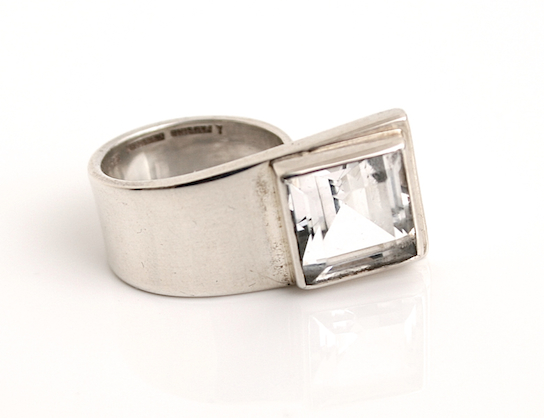 Wedding Rings, "Rare" Original Vintage Ring Handmade Sterling Silver 925s & Rock Crystal Designed by Rey Urban for Å. Fausing Denmark Size UK. H at Grasilver.com, buy Wedding Rings, engement rings, cocktail party rings, bridesmaid ring, rings wedding, wedding ring